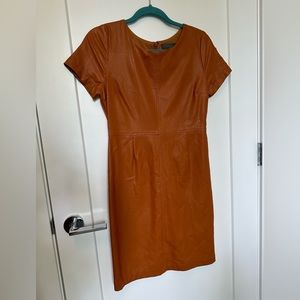 Vegan leather tan dress never worn! - Anthropologie size 4petite